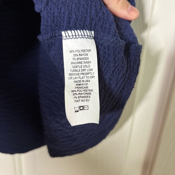 SNO SKINS Women Tunic Top XXL Navy Blue Stretch Coastal Lagenlook Textured Lagom - Picture 5 of 5